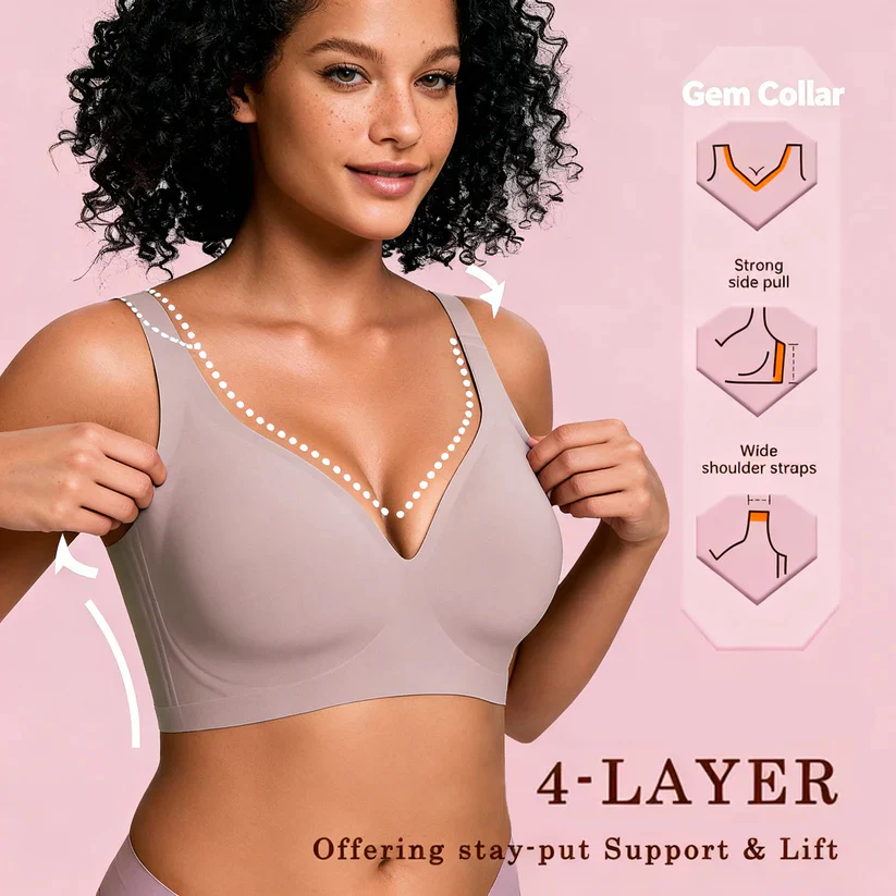 💪NESLEMY Women’s Wireless Deep V Push-Up Bralette - Aa