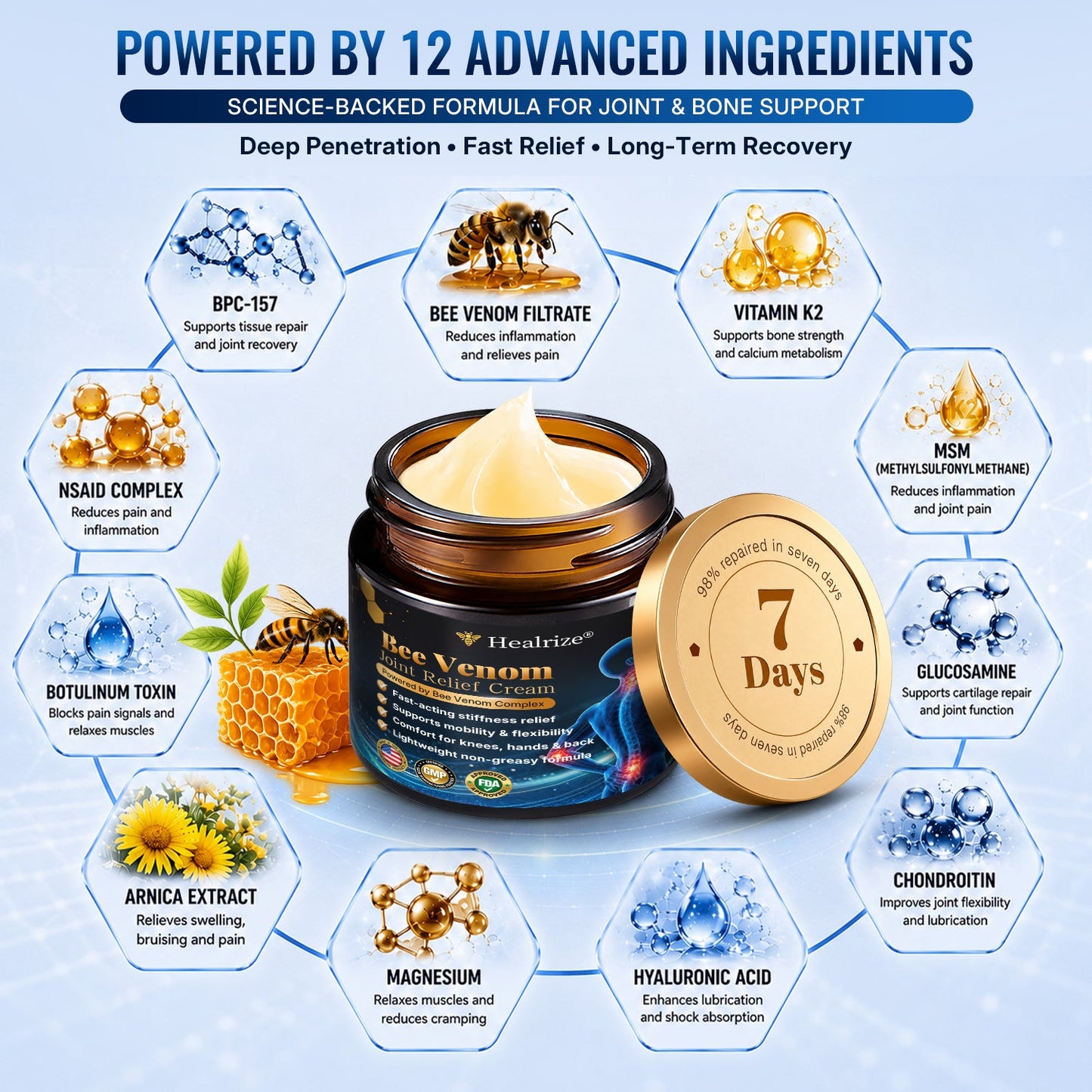 🎁Healrize® Bee Venom Joint Relief Cream 💞Fast-Acting Comfort for Stiff Knees, Hands, Back & Everyday Joint Discomfort