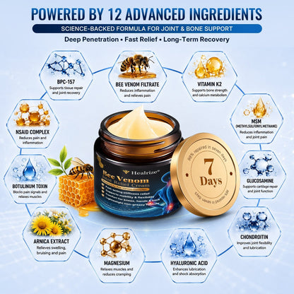 🎁Healrize® Bee Venom Joint Relief Cream 💪💪Powerful Bee Venom Cream for Joint & Muscle Pain Relief – Feel Comfort in Minutes