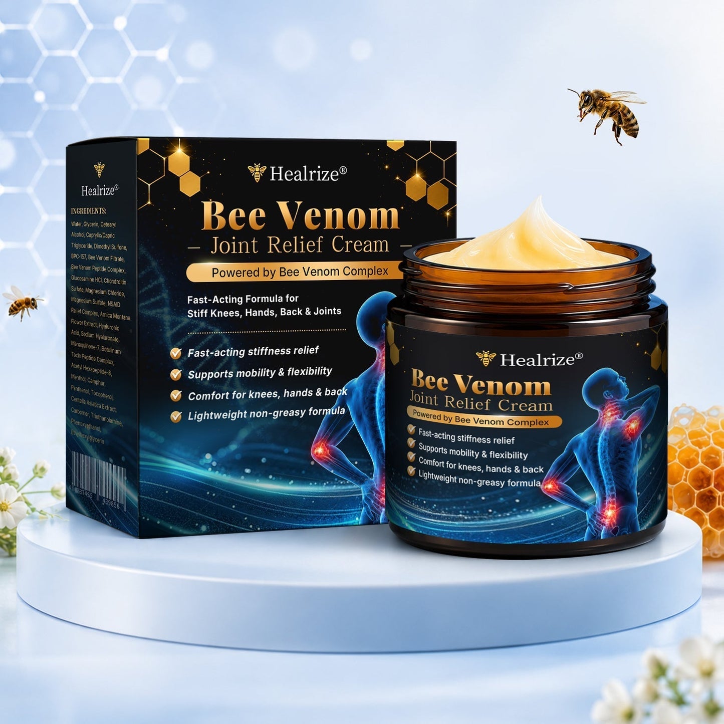 🎁Healrize® Bee Venom Joint Relief Cream 💪💪Powerful Bee Venom Cream for Joint & Muscle Pain Relief – Feel Comfort in Minutes