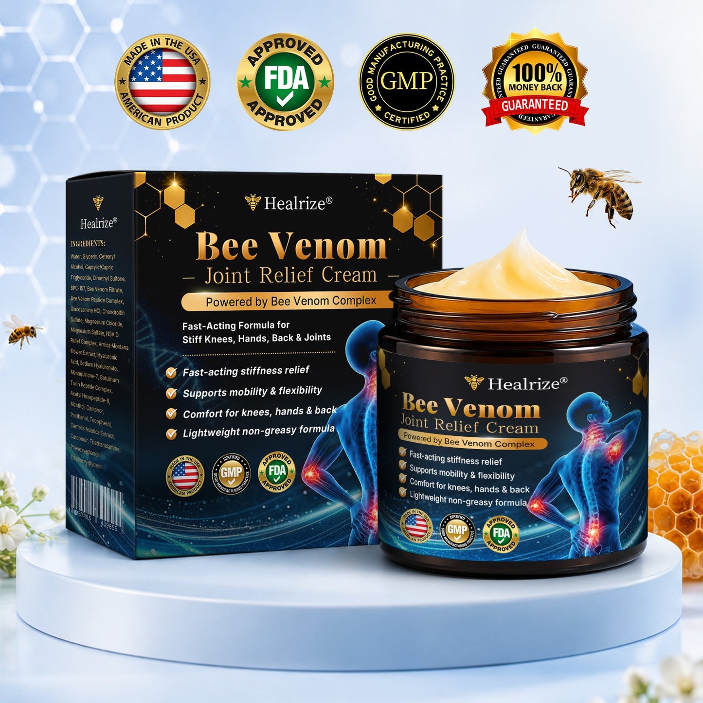 🎁Healrize® Bee Venom Joint Relief Cream 💞Fast-Acting Comfort for Stiff Knees, Hands, Back & Everyday Joint Discomfort