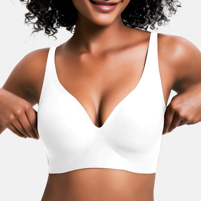 💪NESLEMY Women’s Wireless Deep V Push-Up Bralette - Aa