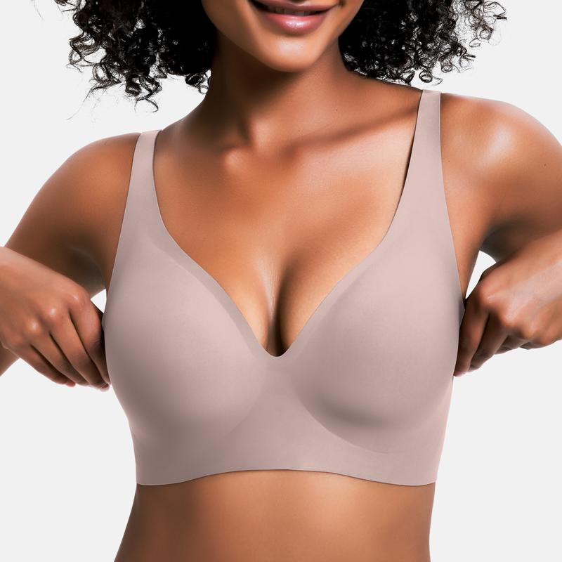 💪NESLEMY Women’s Wireless Deep V Push-Up Bralette - Aa